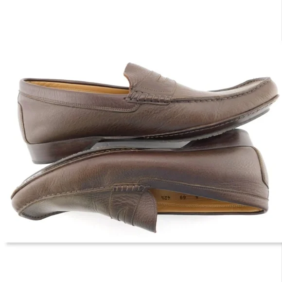 TARYN ROSE Brown Leather Slip On Penny Loafer Flats 42.5